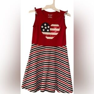 Childrens Place Sparkle Dress American Flag 4th of July Patriotic USA Girls 5T